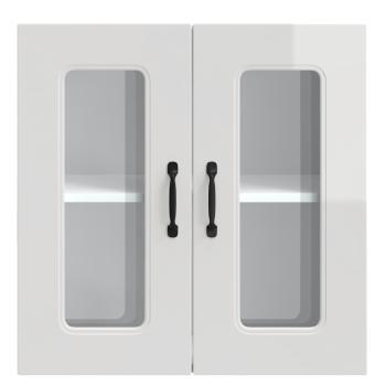 Küchen-Hängeschrank mit Glastür Hochglanz-Weiß Holzwerkstoff