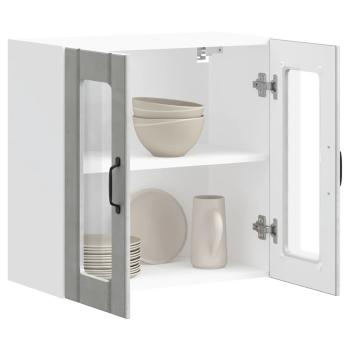 Küchen-Hängeschrank mit Glastür Lucca Betongrau Holzwerkstoff