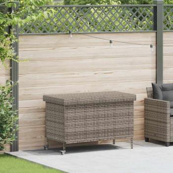 ARDEBO.de - Gartentruhe mit Rollen Grau 110x55x73 cm Poly Rattan