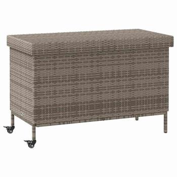 Gartentruhe mit Rollen Grau 110x55x73 cm Poly Rattan
