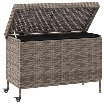 Gartentruhe mit Rollen Grau 110x55x73 cm Poly Rattan