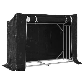 Brennholzregal mit Regenschutz 151x60,5x110,5 cm Stahl Verzinkt