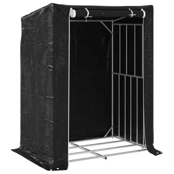 ARDEBO.de - Brennholzregal mit Regenschutz 150x100x200 cm Verzinkter Stahl