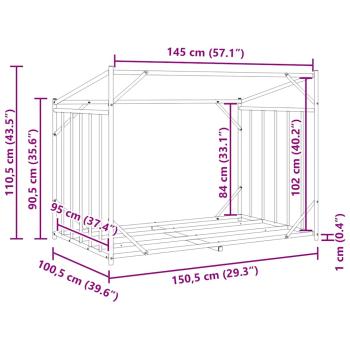 Brennholzregal mit Regenschutz 150,5x100,5x110,5 cm