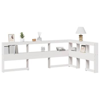 ARDEBO.de - Kopfteil mit Bücherregal L-Form Weiß 120 cm Massivholz Kiefer
