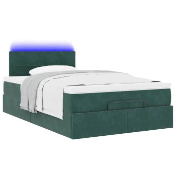 Ottoman-Bett mit Matratze & LEDs Dunkelgrün 120x200 cm Samt