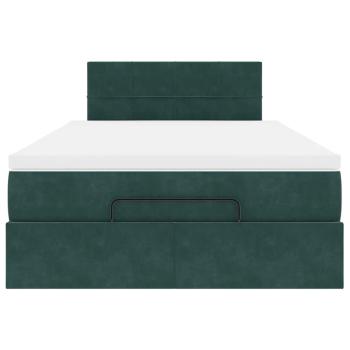 Ottoman-Bett mit Matratze & LEDs Dunkelgrün 120x200 cm Samt