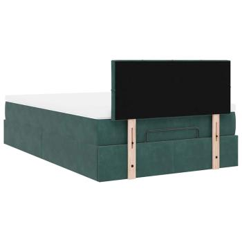 Ottoman-Bett mit Matratze & LEDs Dunkelgrün 120x200 cm Samt