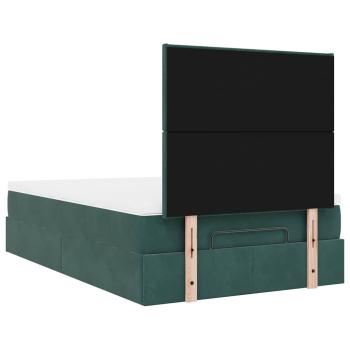 Ottoman-Bett mit Matratzen & LEDs Dunkelgrün 120x200 cm Samt