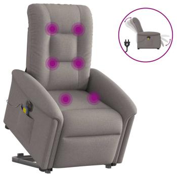 ARDEBO.de - Elektrischer Massagesessel mit Aufstehhilfe Taupe Stoff
