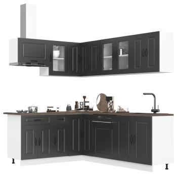 ARDEBO.de - 11-tlg. Küchenschrank-Set Kalmar Schwarz Holzwerkstoff