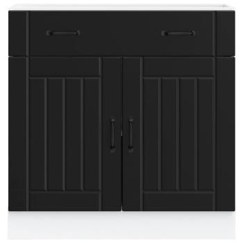 Küchen-Unterschrank Lucca Schwarz Holzwerkstoff