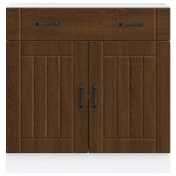Küchen-Unterschrank Lucca Braun Eichen-Optik Holzwerkstoff