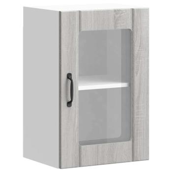 Küchen-Hängeschrank mit Glastür Lucca Grau Sonoma