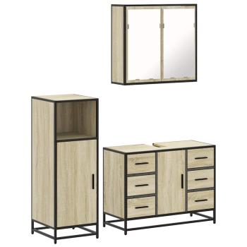 ARDEBO.de - 3-tlg. Badmöbel-Set Sonoma-Eiche Holzwerkstoff