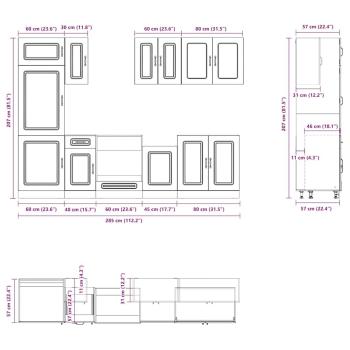 8-tlg. Küchenschrank-Set Kalmar Altholz-Optik Holzwerkstoff