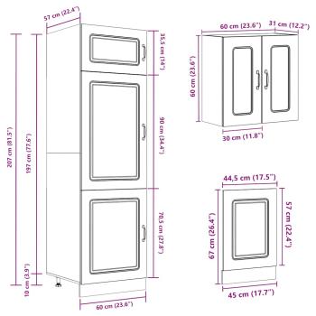 8-tlg. Küchenschrank-Set Kalmar Schwarz Holzwerkstoff