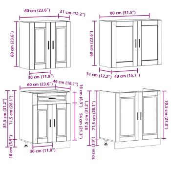 4-tlg. Küchenschrank-Set Kalmar Artisan-Eiche Holzwerkstoff