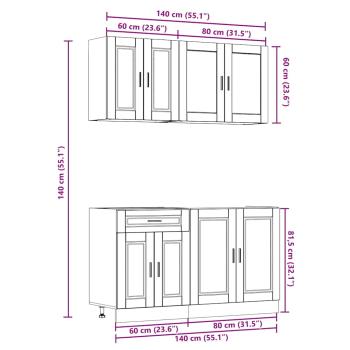 4-tlg. Küchenschrank-Set Kalmar Artisan-Eiche Holzwerkstoff