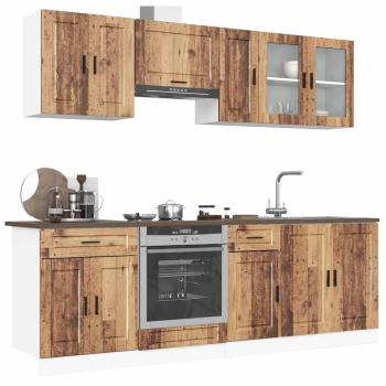 ARDEBO.de - 8-tlg. Küchenschrank-Set Kalmar Altholz-Optik Holzwerkstoff