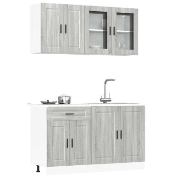 ARDEBO.de - 4-tlg. Küchenschrank-Set Kalmar Grau Sonoma Holzwerkstoff