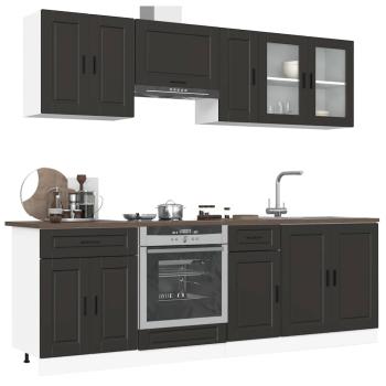 ARDEBO.de - 8-tlg. Küchenschrank-Set Kalmar Schwarz Holzwerkstoff