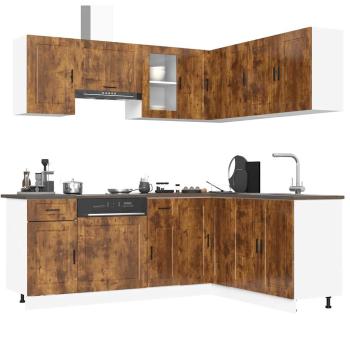 ARDEBO.de - 11-tlg. K?chenschrank-Set Porto R?uchereiche Holzwerkstoff