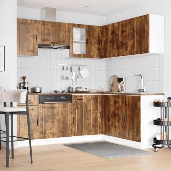 11-tlg. K?chenschrank-Set Porto R?uchereiche Holzwerkstoff