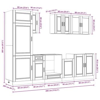 ARDEBO.de - 8-tlg. Küchenschrank-Set Kalmar Räuchereiche Holzwerkstoff