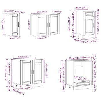 8-tlg. Küchenschrank-Set Kalmar Räuchereiche Holzwerkstoff