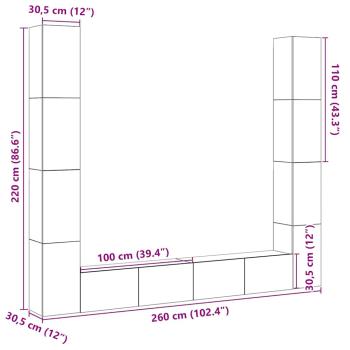 TV-Wandschränke 6 Stk. Altholz-Optik Holzwerkstoff