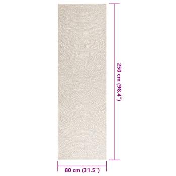 Teppich ZIZUR Creme 80x250 cm Jute-Optik Indoor und Outdoor