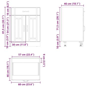 Küchen-Unterschrank Lucca Betongrau Holzwerkstoff
