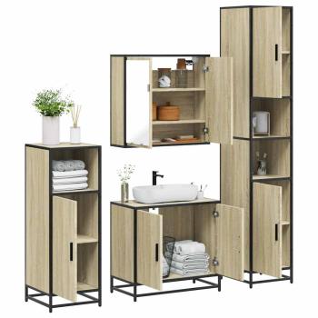 ARDEBO.de - 4-tlg. Badmöbel-Set Sonoma-Eiche Holzwerkstoff