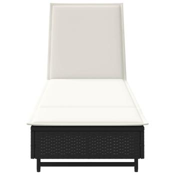 Sonnenliege mit Rollen und Auflage Schwarz Poly Rattan