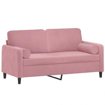 ARDEBO.de - 2-Sitzer-Sofa mit Zierkissen Rosa 140 cm Samt