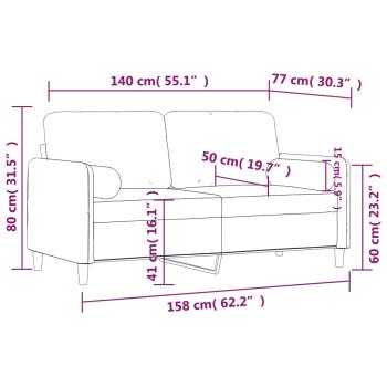2-Sitzer-Sofa mit Zierkissen Rosa 140 cm Samt