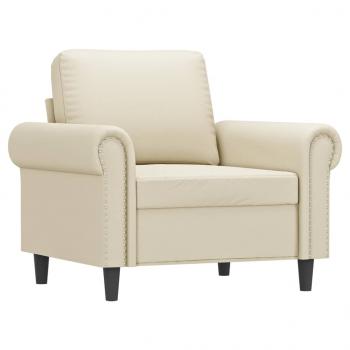 Sessel mit Hocker Creme 60 cm Kunstleder