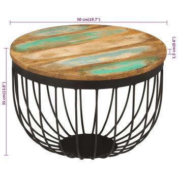 Couchtisch Ø50x35 cm Altholz Massiv und Stahl
