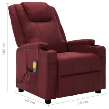 Massagesessel Elektrisch Weinrot Kunstleder