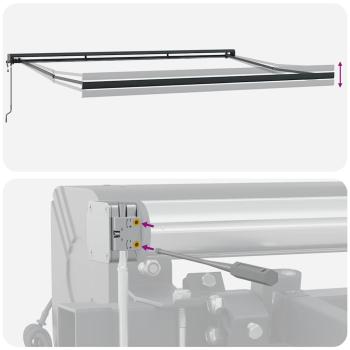 Markise Einziehbar Anthrazit und Weiß 4,5x3 m Stoff & Aluminium