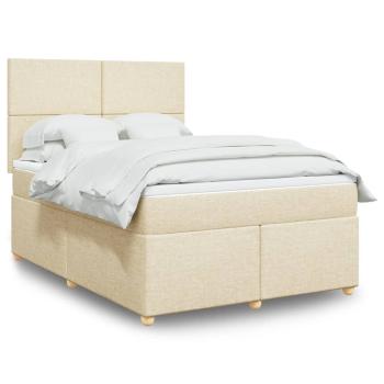 ARDEBO.de - Boxspringbett mit Matratze Creme 140x190 cm Stoff