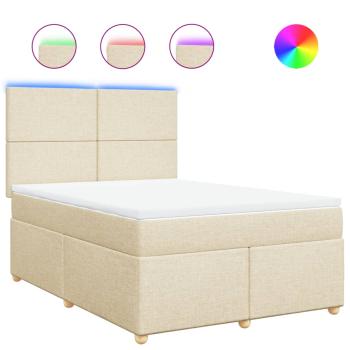 ARDEBO.de - Boxspringbett mit Matratze Creme 140x190 cm Stoff