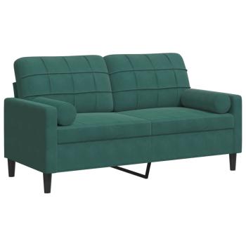 ARDEBO.de - 2-Sitzer-Sofa mit Zierkissen Dunkelgrün 140 cm Samt