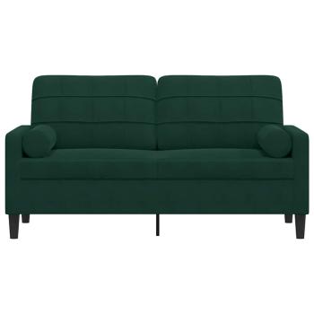 2-Sitzer-Sofa mit Zierkissen Dunkelgrün 140 cm Samt