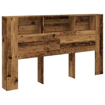Kopfteil mit Ablagen Altholz-Optik 180x18,5x102,5 cm