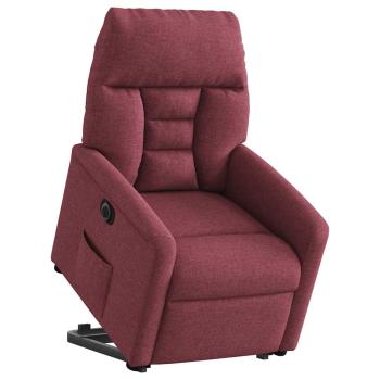 Relaxsessel mit Aufstehhilfe Elektrisch Weinrot Stoff