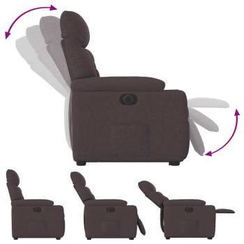 Relaxsessel mit Aufstehhilfe Elektrisch Dunkelbraun Stoff
