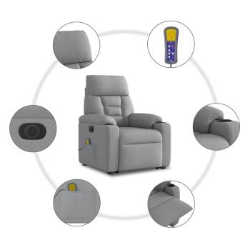 Elektrischer Massagesessel mit Aufstehhilfe Hellgrau Stoff