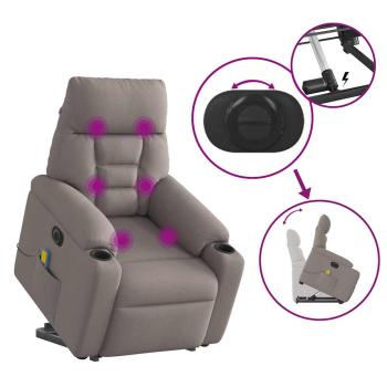 Elektrischer Massagesessel mit Aufstehhilfe Taupe Stoff
